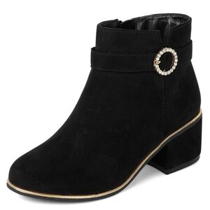 NWT Children’s Place Girls Black Dress Boots | Size 3 | Rhinestone Buckle Accent